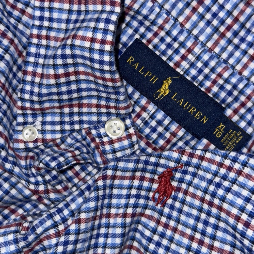 Polo Ralph Lauren Long Sleeve Button Down Oxford Men's XL Red White Blue Check